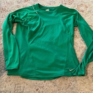 Nike Women's Long Sleeve Athletic Top Green with White Swoosh